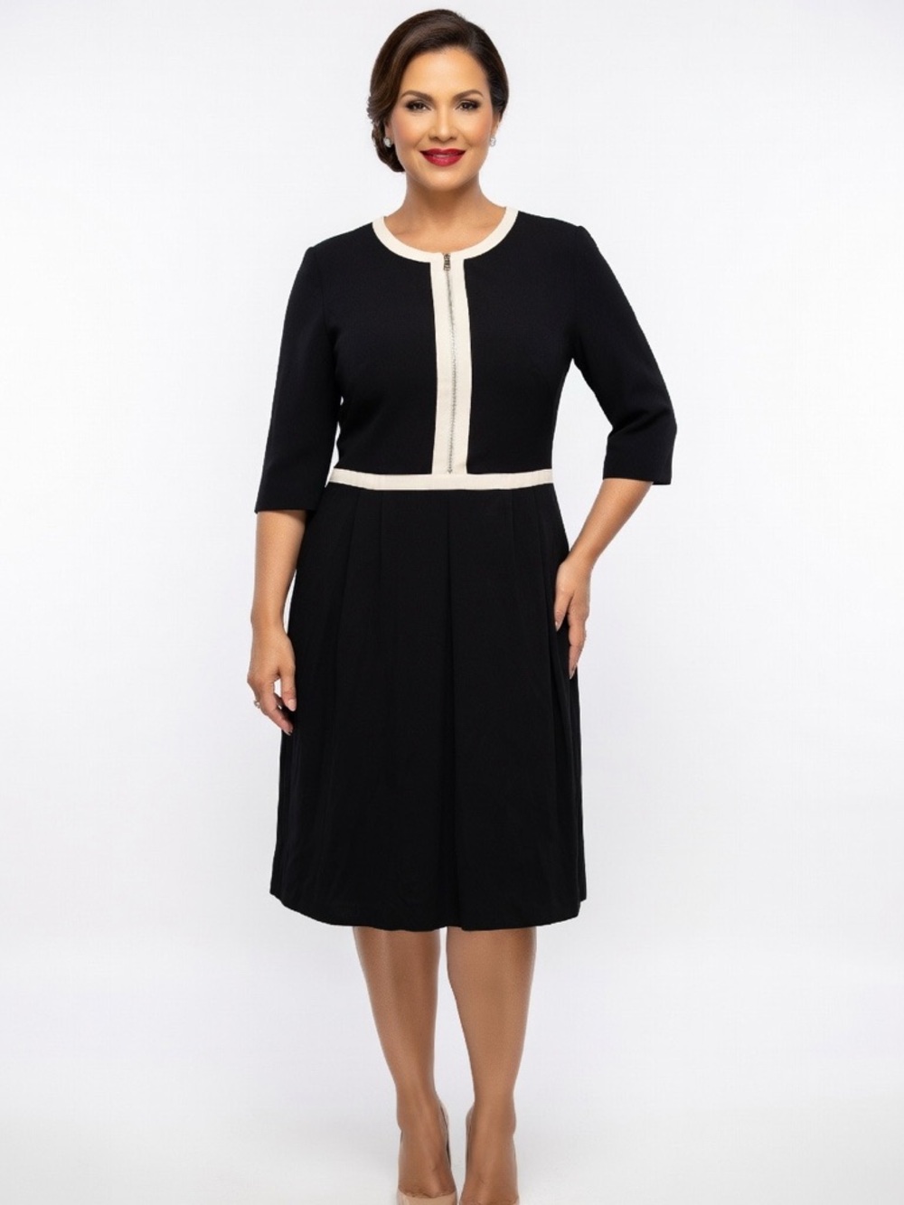 Ralph Lauren Black and Cream Midi Dress